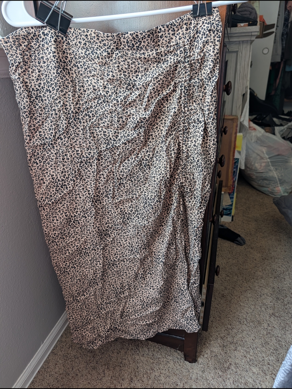 URBAN Romantics Beige and Black Leopard Print Slip Skirt